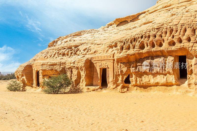Jabal al Banat的nabataean墓群，Hegra, al Ula，沙特阿拉伯